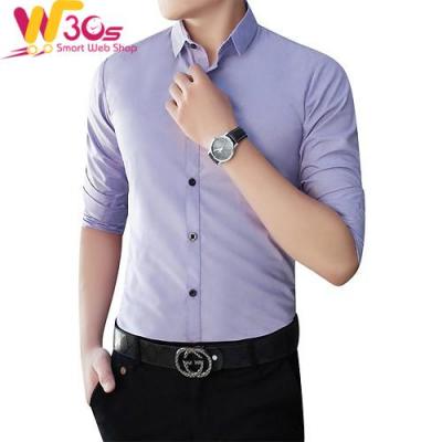 Áo Sơ Mi Nam Tay Dài VFASHION VFS0018 - Tím Nhạt