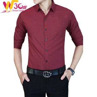 Áo Sơ Mi Nam Tay Dài VFASHION VFS0005 - Đỏ Đô